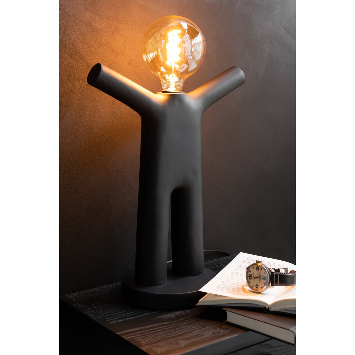 J-Line lamp P'tit Maurice - polyresin - zwart