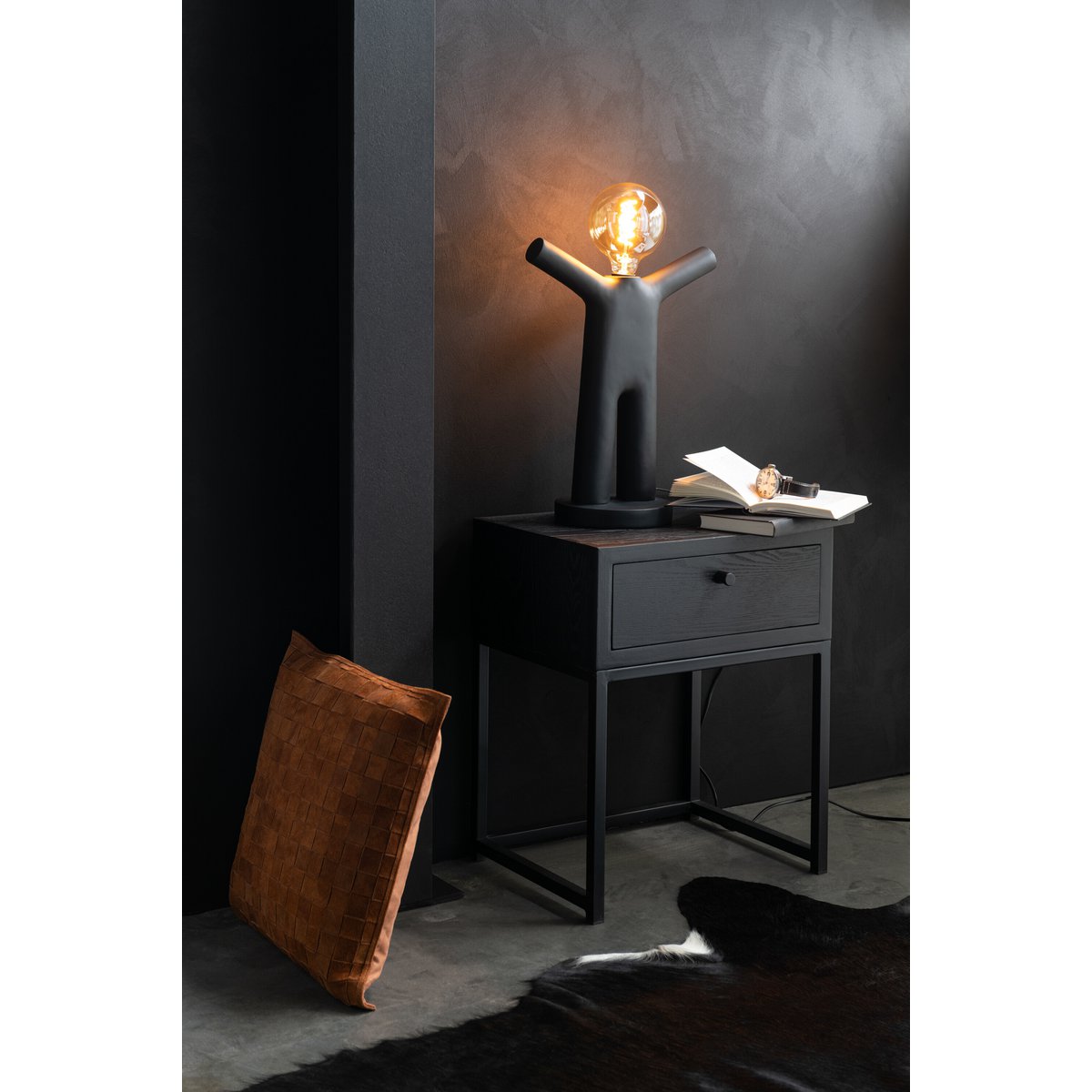 J-Line lamp P'tit Maurice - polyresin - zwart