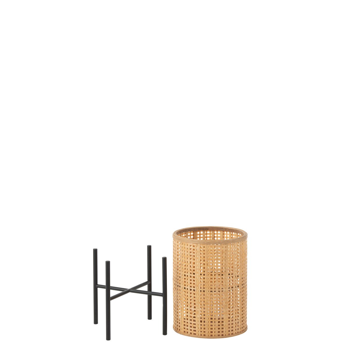 J-Line lantaarn Op Voet - bamboe - naturel - small
