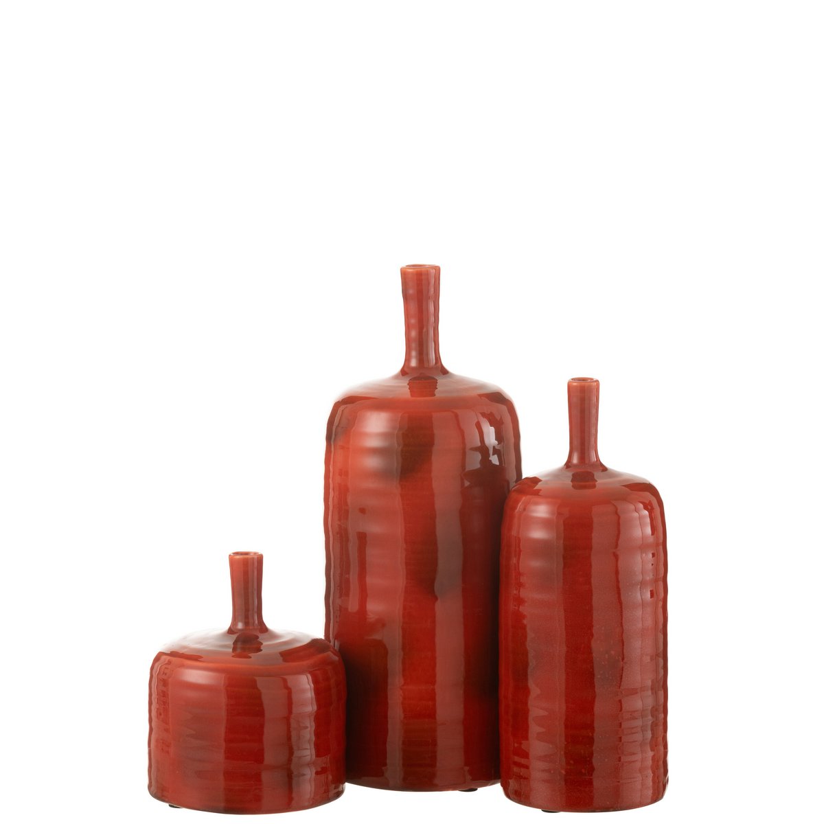J-Line vaas Akane Fles - keramiek - rood - large - Ø 20 cm