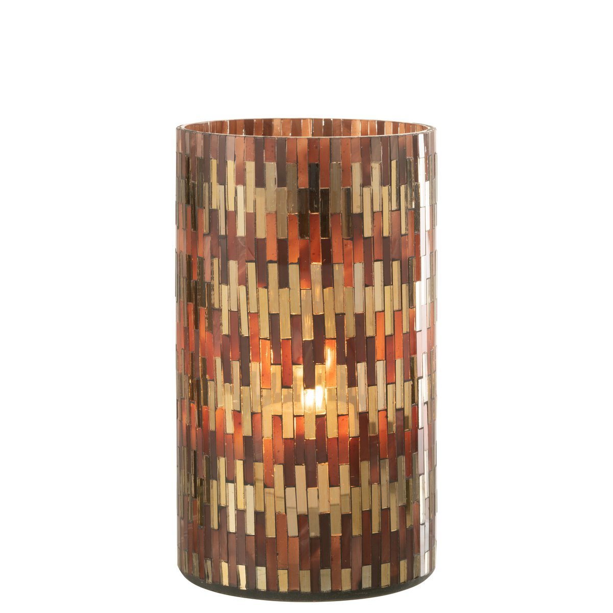 J-Line windlicht Chic - glas - bruin/goud - extra large
