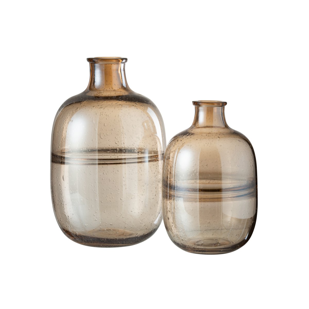 J-Line vaas Rond Ribbel - glas - amber - large