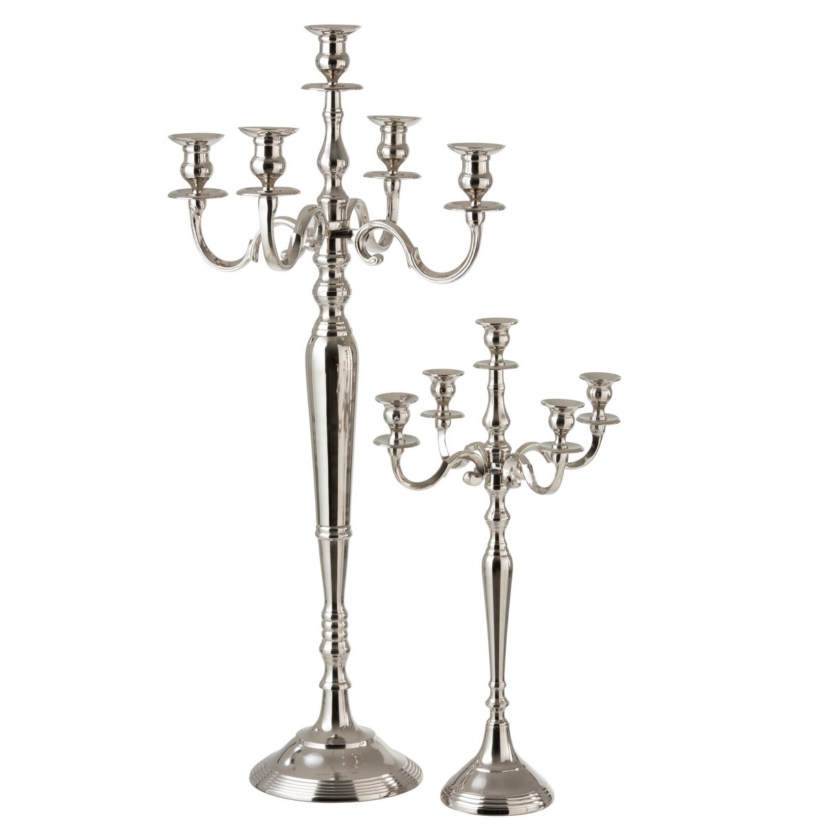 J-Line kandelaar 5-Arm Klassiek - aluminium - zilver - large