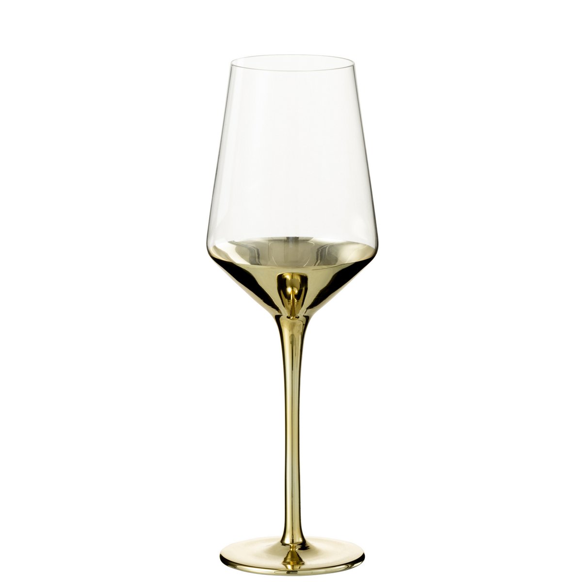 J-Line wijnglas - glas - goud/ transparant (set van 8 stuks)