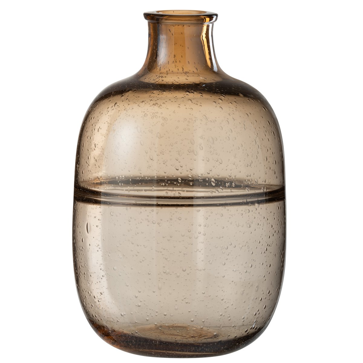 J-Line vaas Rond Ribbel - glas - amber - large