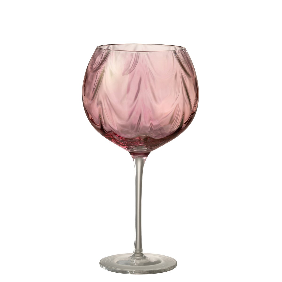 J-Line wijnglas Oneffen - glas - roze (set van 12 stuks)