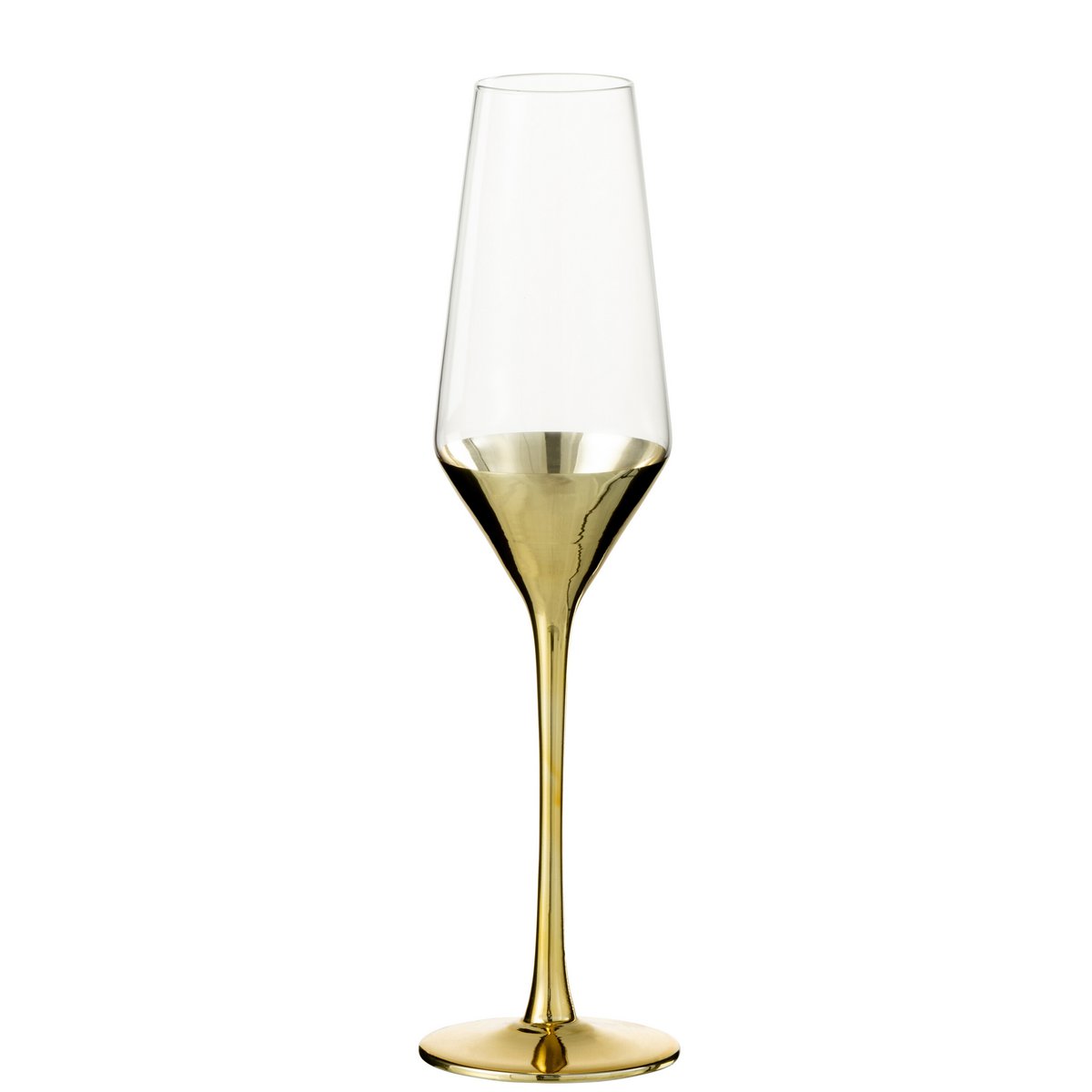 J-Line champagneglas - glas - goud/ transparant ( set van 8 stuks)