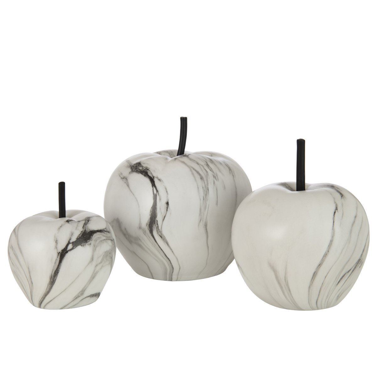 J-Line decoratie Appel - marmer - polyresin - wit - groot