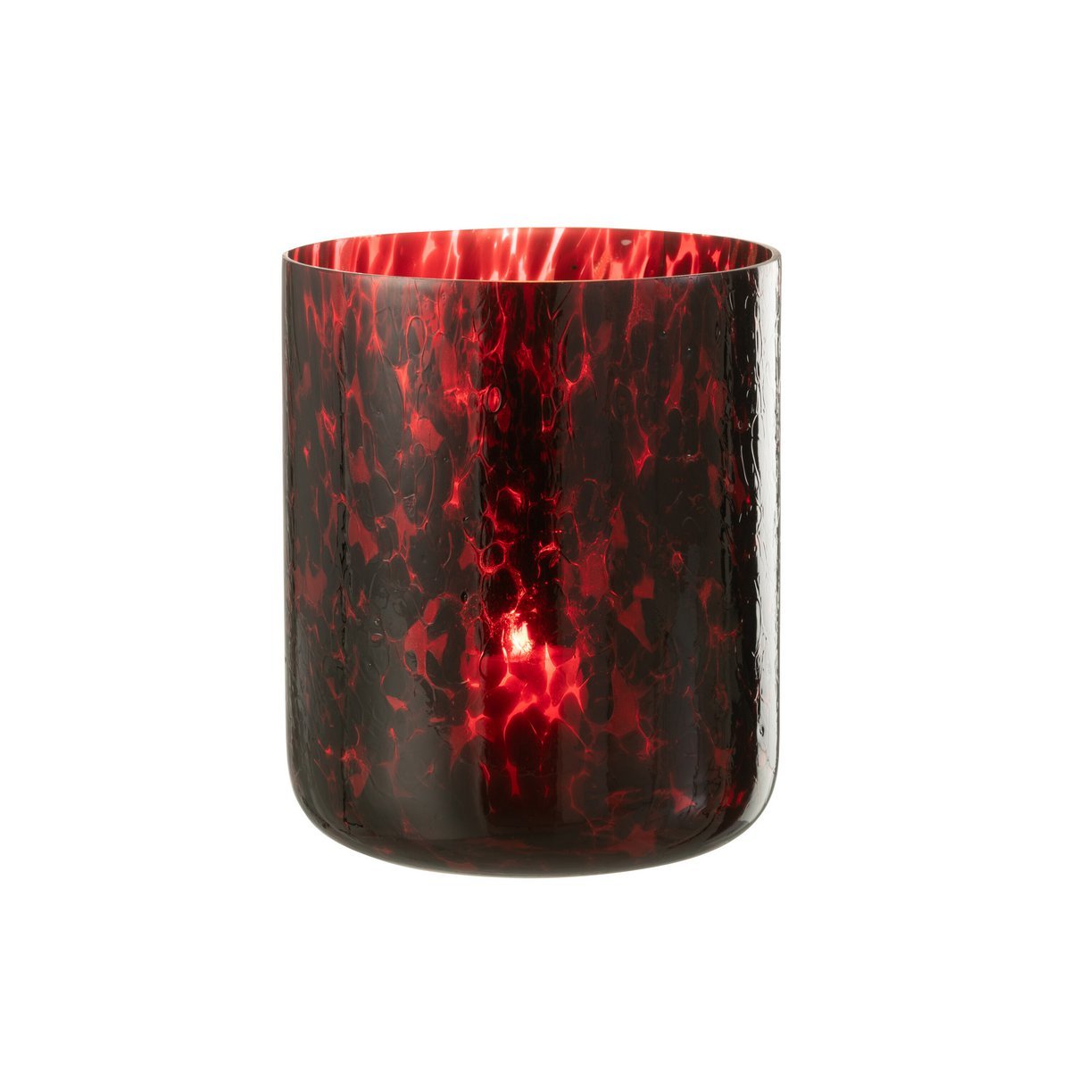 J-Line windlicht Gevlekt - glas - rood/zwart - extra large