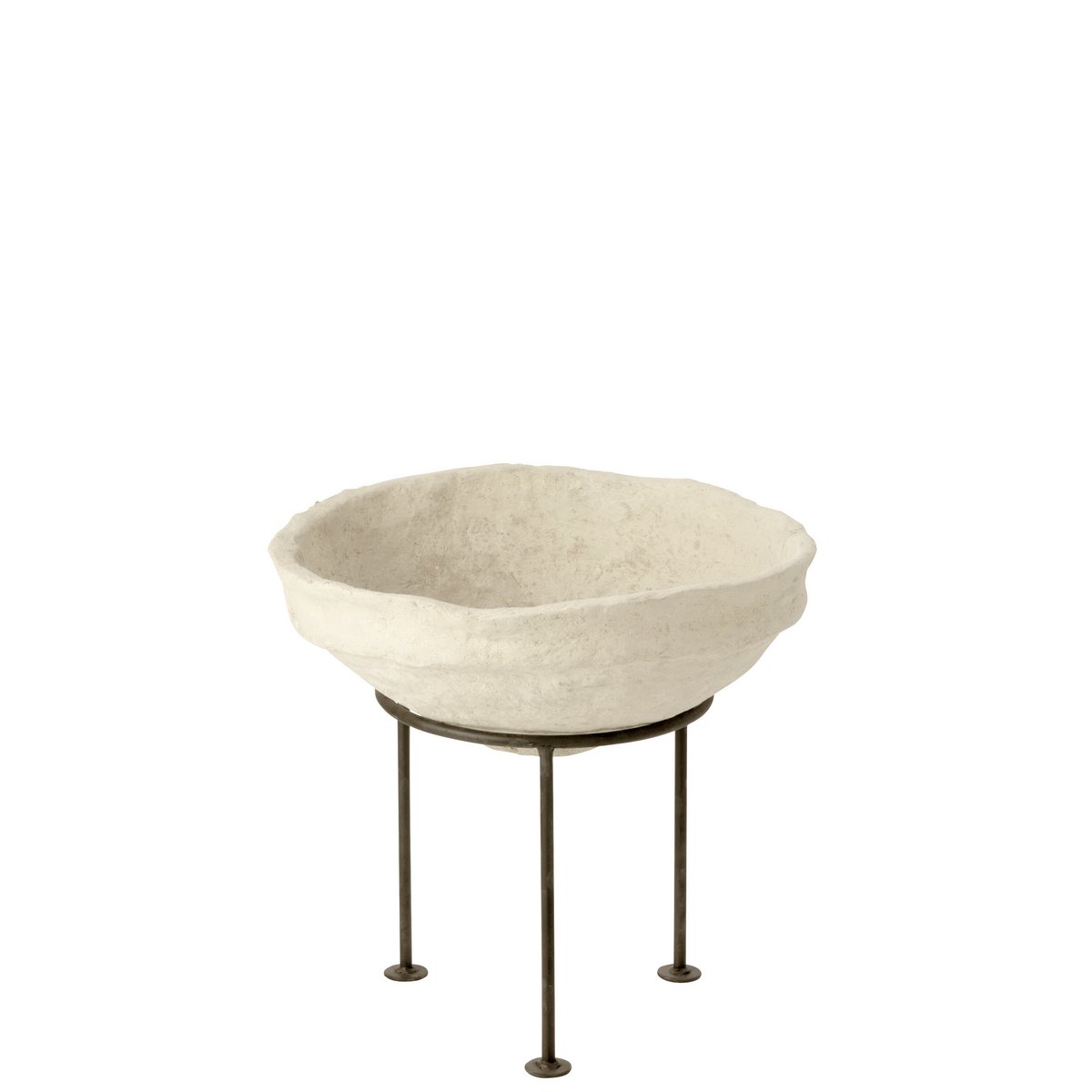 J-Line Schaal Op Voet Chad Papier Mache Wit