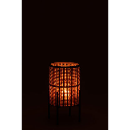 J-Line lantaarn Op Voet - bamboe - naturel - small