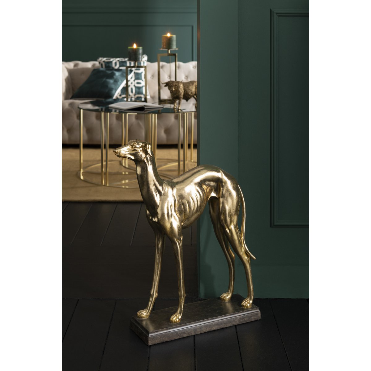 J-Line Windhond Rechtdoor Poly Goud