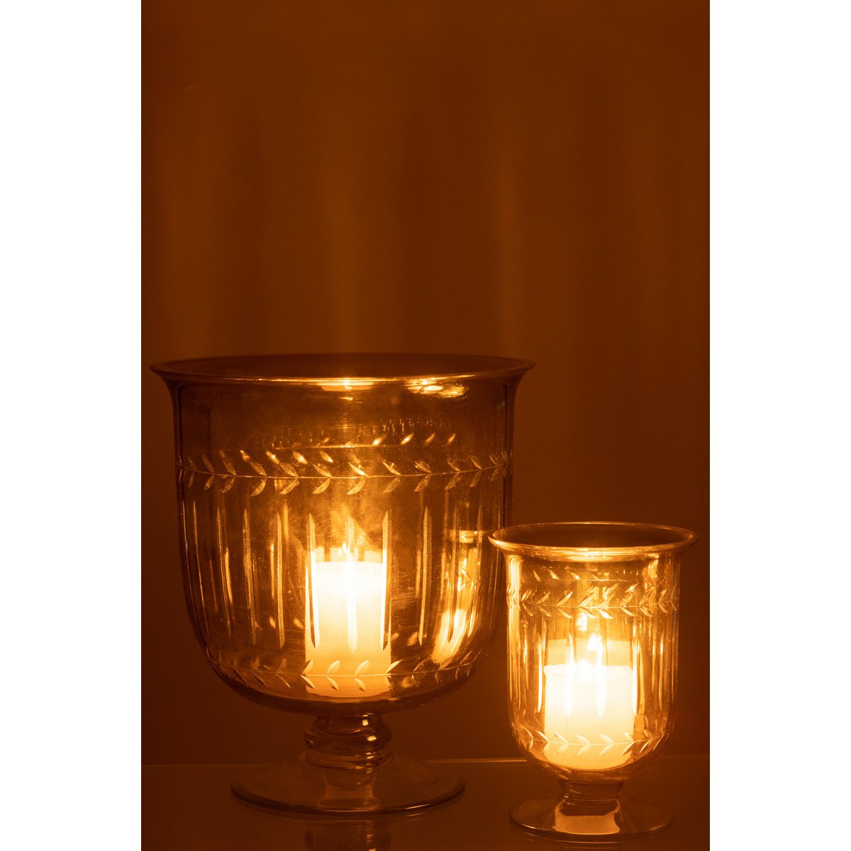 J-Line windlicht Romeins Steel - kaarshouder - glas - large