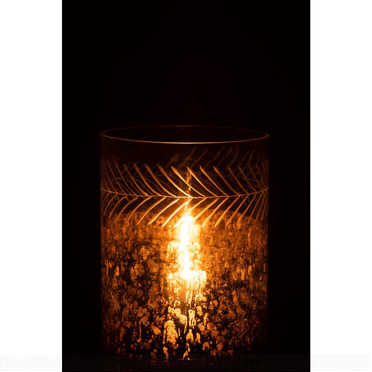 J-Line windlicht Klassiek Crackle - glas - transparant/zilver - large