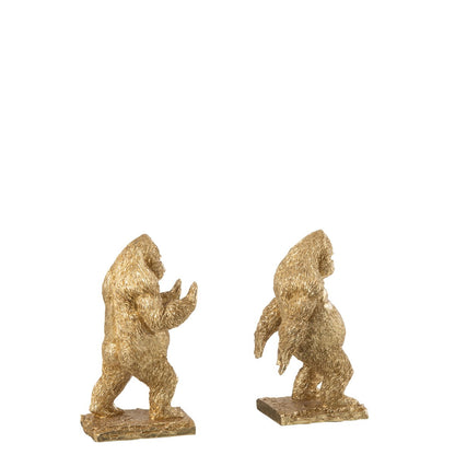 J-Line Set Van 2 Boekensteun Gorilla Resin Goud