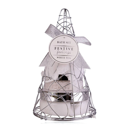 Cadeauset Feestelijke Gevoelens, Witte Thee, Draadmand