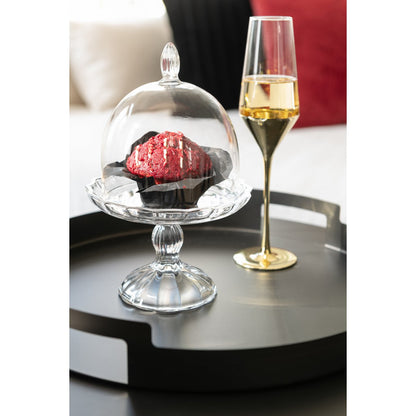 J-Line champagneglas - glas - goud/ transparant ( set van 8 stuks)