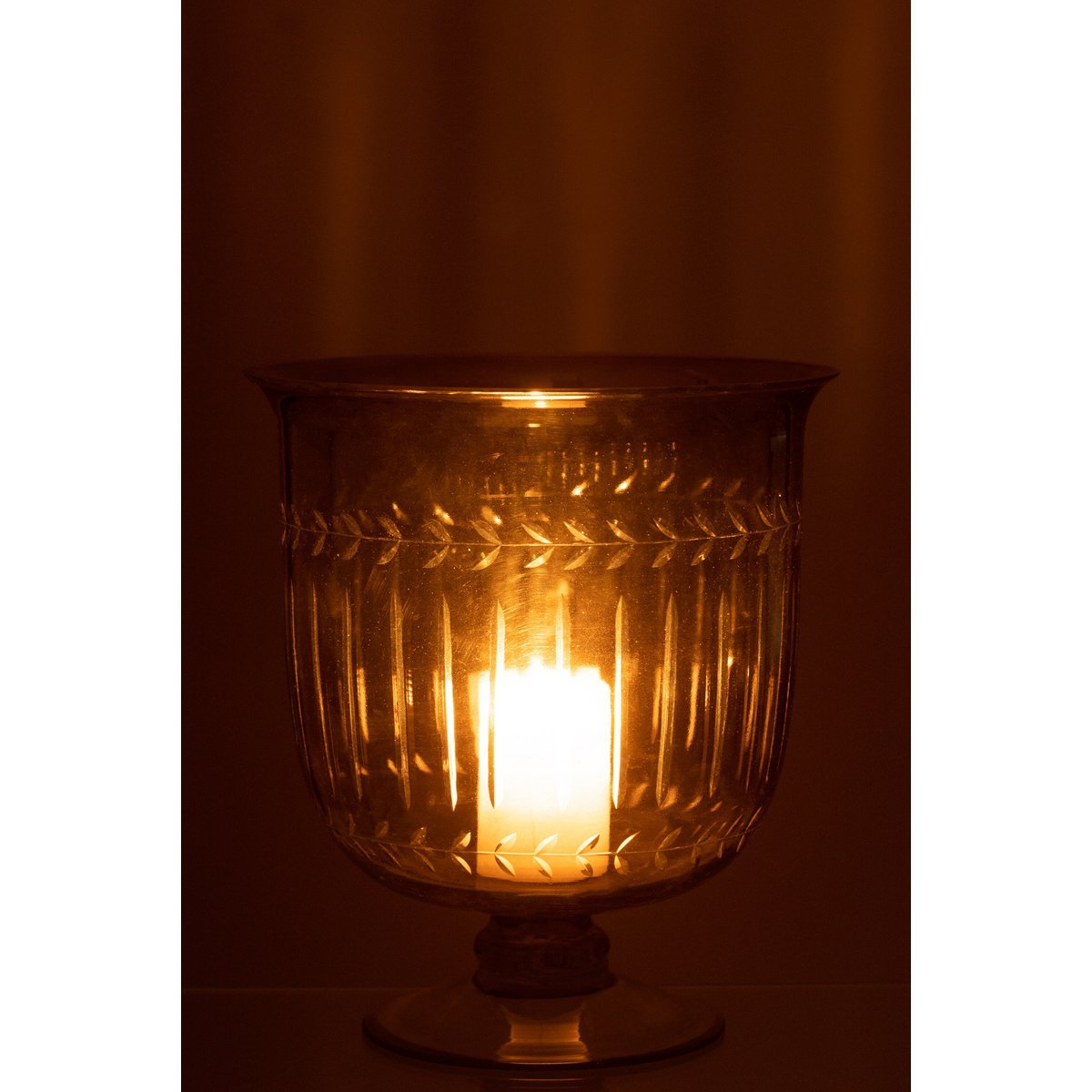 J-Line windlicht Romeins Steel - kaarshouder - glas - large