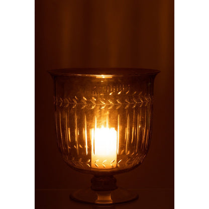 J-Line windlicht Romeins Steel - kaarshouder - glas - large