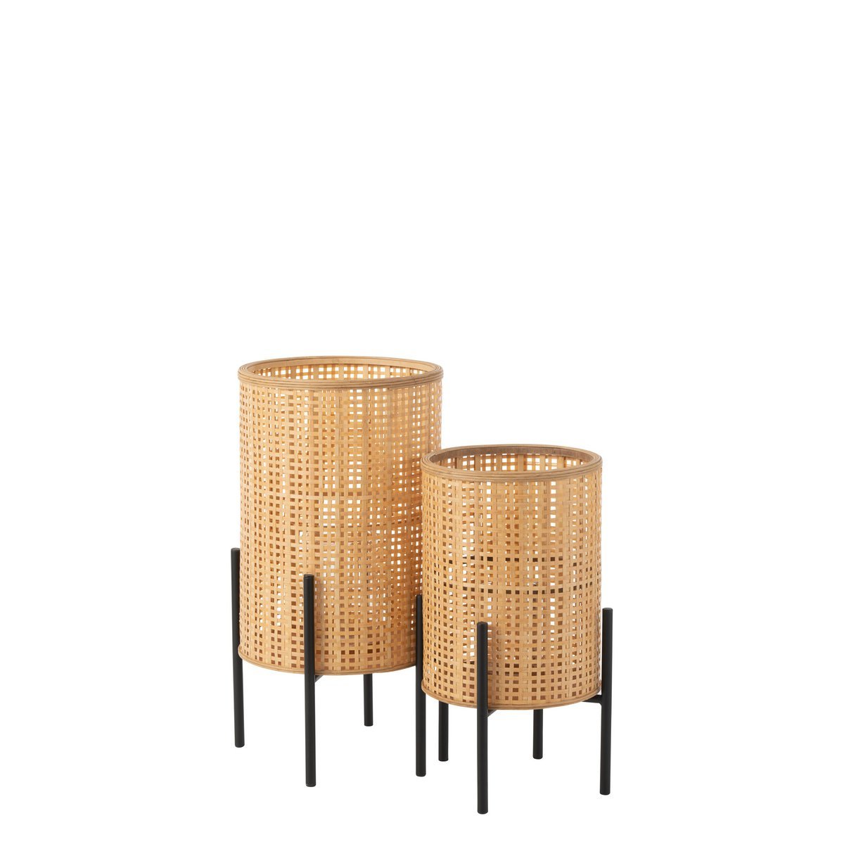 J-Line lantaarn Op Voet - bamboe - naturel - small