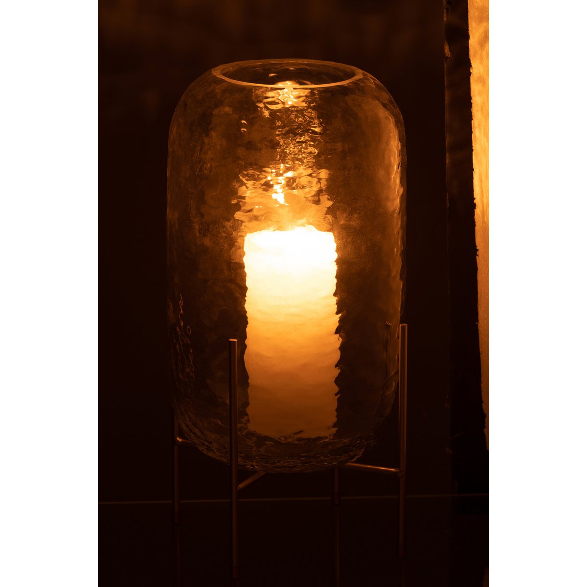 J-Line vaas Rond Op Voet - glas - transparant - large
