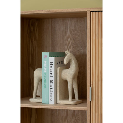 J-Line Set Van 2 Boekensteun Paard Modern Resine Beige