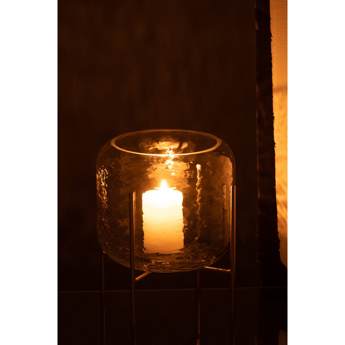 J-Line vaas Rond Op Voet - glas - transparant - small