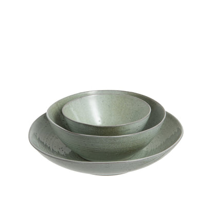 J-Line Deep Speckled bord - porselein - munt (set van 8 stuks)