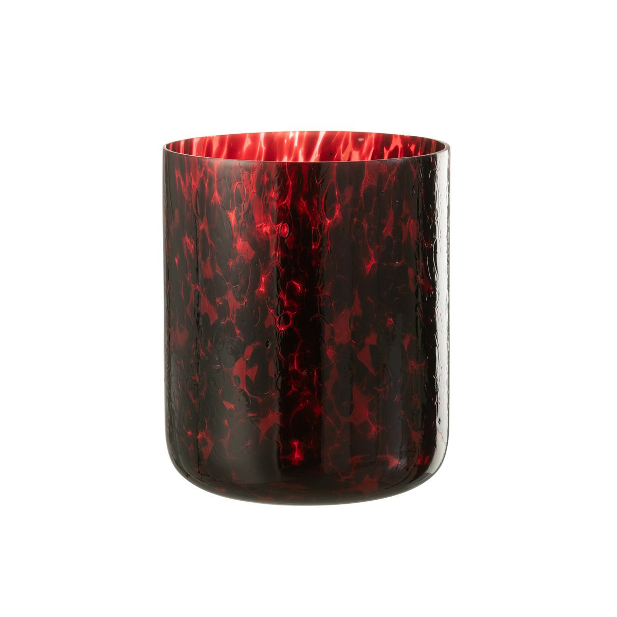J-Line windlicht Gevlekt - glas - rood/zwart - extra large