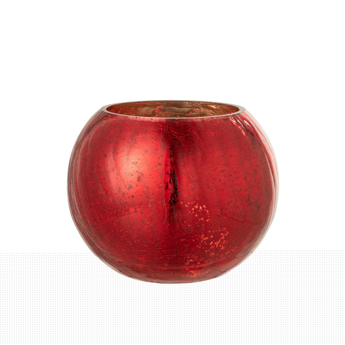 J-Line windlicht Bol Parel Effect  - kaarshouder - glas - rood - large (set van 3 stuks large)