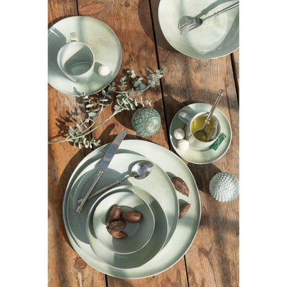 J-Line Deep Speckled bord - porselein - munt (set van 8 stuks)