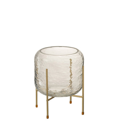 J-Line vaas Rond Op Voet - glas - transparant - small