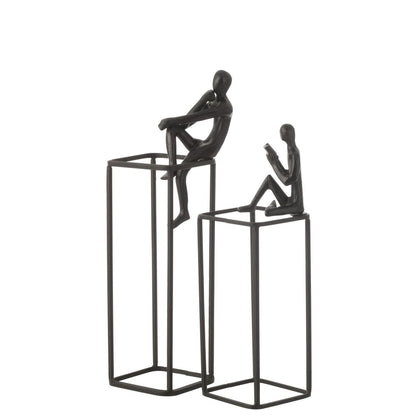 J-Line figuur Op Kubus - aluminium - zwart
