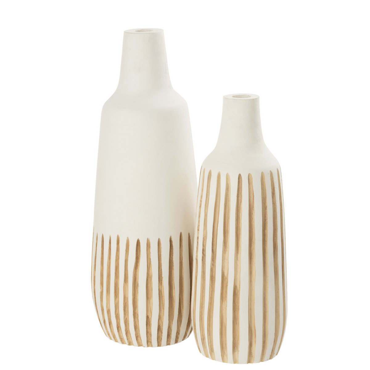 J-Line vaas Ying - hout - wit - large - 56.00 cm hoog