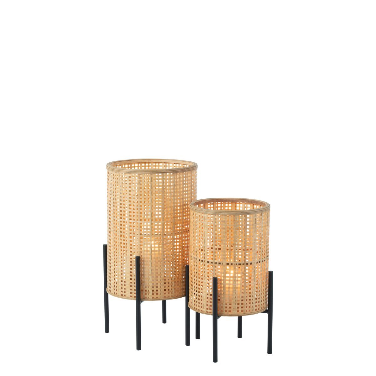J-Line lantaarn Op Voet - bamboe - naturel - small