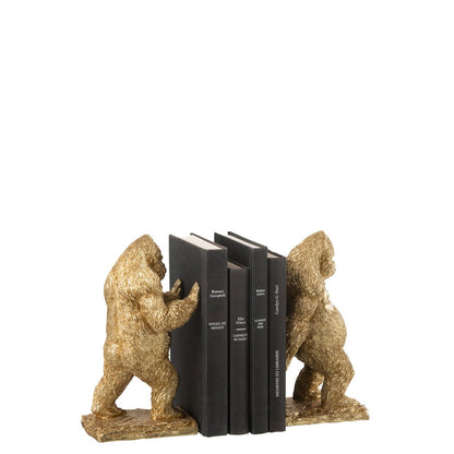 J-Line Set Van 2 Boekensteun Gorilla Resin Goud
