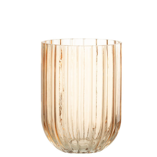 J-Line vaas Yari Strepen - glas - perzik - medium - 2 stuks