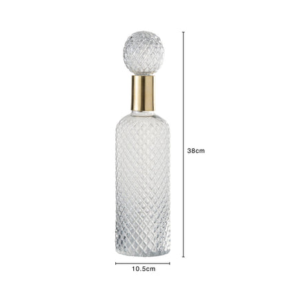 J-Line decoratie fles + stop Relief - glas - transparant - large