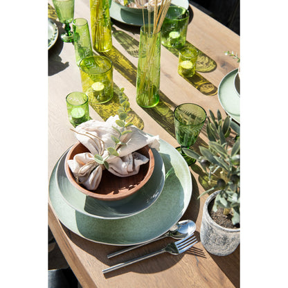 J-Line Deep Speckled bord - porselein - munt (set van 8 stuks)