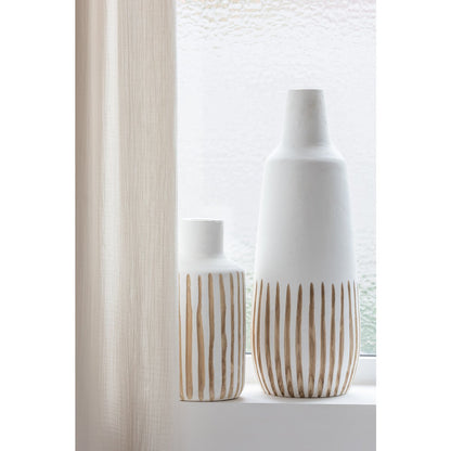 J-Line vaas Ying - hout - wit - large - 56.00 cm hoog